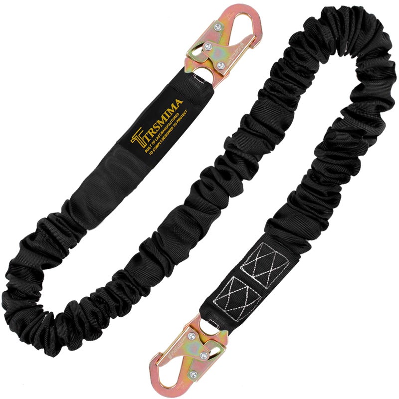 TT TRSMIMA TRSMIMA Safety Harness Lanyard Retractable - Fall Protection Climbing Tree Strap 6 FT Single Leg Internal Shock Absorbing with Dual Snap Hook - Image 1